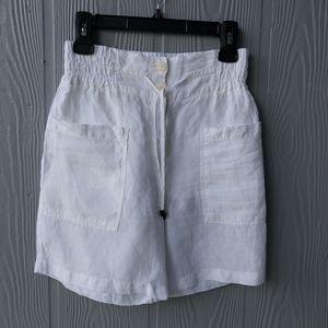 WRAP London White High Waist Linen Shorts